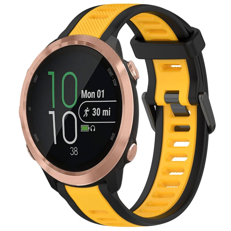 For Garmin Forerunner 645 / 645 Music 20mm Two Color Textured Silicone Watch Band(Yellow+Black) - Watch Bands by PMC TechLife | Online Shopping South Africa | PMC TechLife