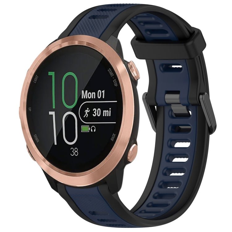 For Garmin Forerunner 645 / 645 Music 20mm Two Color Textured Silicone Watch Band(Midnight Blue+Black) - Watch Bands by PMC TechLife | Online Shopping South Africa | PMC TechLife
