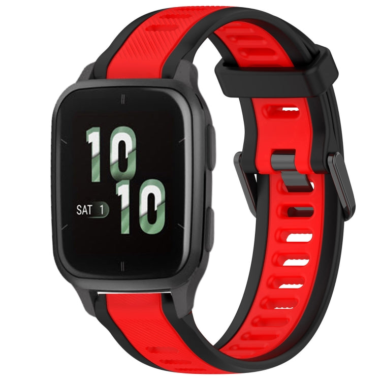 For Garmin Forerunner Sq2 / Sq2 Music 20mm Two Color Textured Silicone Watch Band(Red+Black) - Watch Bands by PMC TechLife | Online Shopping South Africa | PMC TechLife