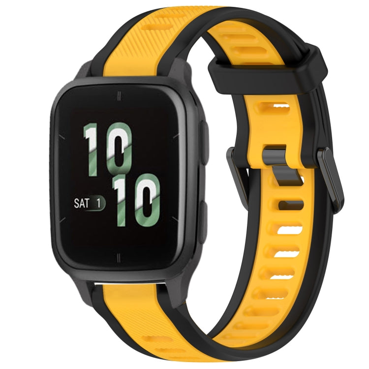 For Garmin Forerunner Sq2 / Sq2 Music 20mm Two Color Textured Silicone Watch Band(Yellow+Black) - Watch Bands by PMC TechLife | Online Shopping South Africa | PMC TechLife
