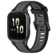 For Garmin Forerunner Sq2 / Sq2 Music 20mm Two Color Textured Silicone Watch Band(Grey+Black)