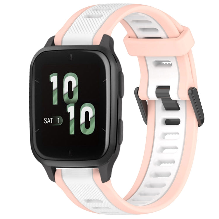 For Garmin Forerunner Sq2 / Sq2 Music 20mm Two Color Textured Silicone Watch Band(White+Pink) - Watch Bands by PMC TechLife | Online Shopping South Africa | PMC TechLife