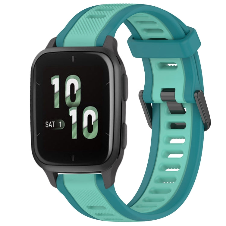 For Garmin Forerunner Sq2 / Sq2 Music 20mm Two Color Textured Silicone Watch Band(Teal) - Watch Bands by PMC TechLife | Online Shopping South Africa | PMC TechLife