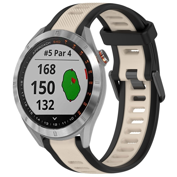 For Garmin Approach S40 20mm Two Color Textured Silicone Watch Band(Starlight + Black) - Watch Bands by PMC TechLife | Online Shopping South Africa | PMC TechLife