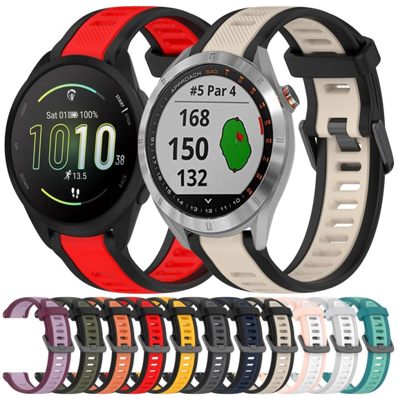 For Garmin Forerunner 245 / 245 Music 20mm Two Color Textured Silicone Watch Band(Purple)
