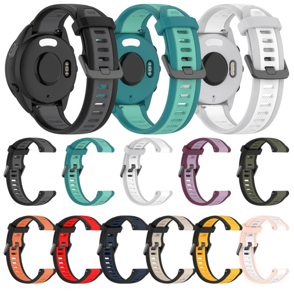 For Garmin Forerunner 245 / 245 Music 20mm Two Color Textured Silicone Watch Band(Purple)