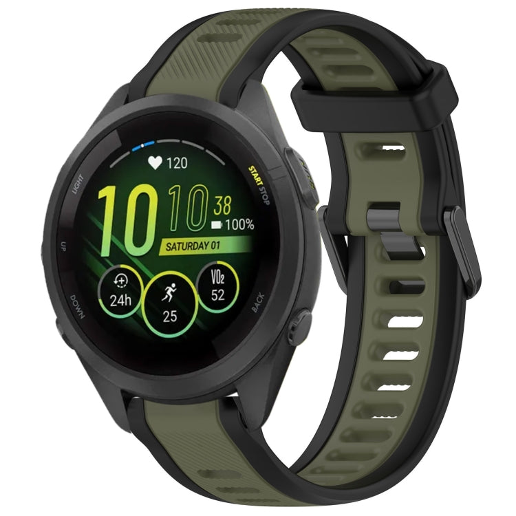 For Garmin Forerunner 265S 18mm Two Color Textured Silicone Watch Band(Green+Black) - Watch Bands by PMC TechLife | Online Shopping South Africa | PMC TechLife