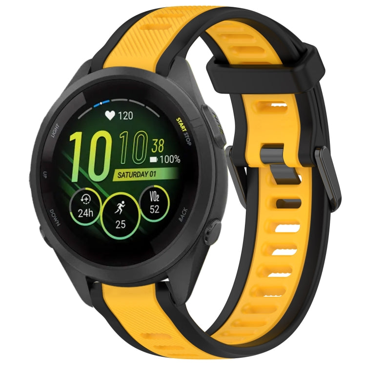 For Garmin Forerunner 265S 18mm Two Color Textured Silicone Watch Band(Yellow+Black) - Watch Bands by PMC TechLife | Online Shopping South Africa | PMC TechLife