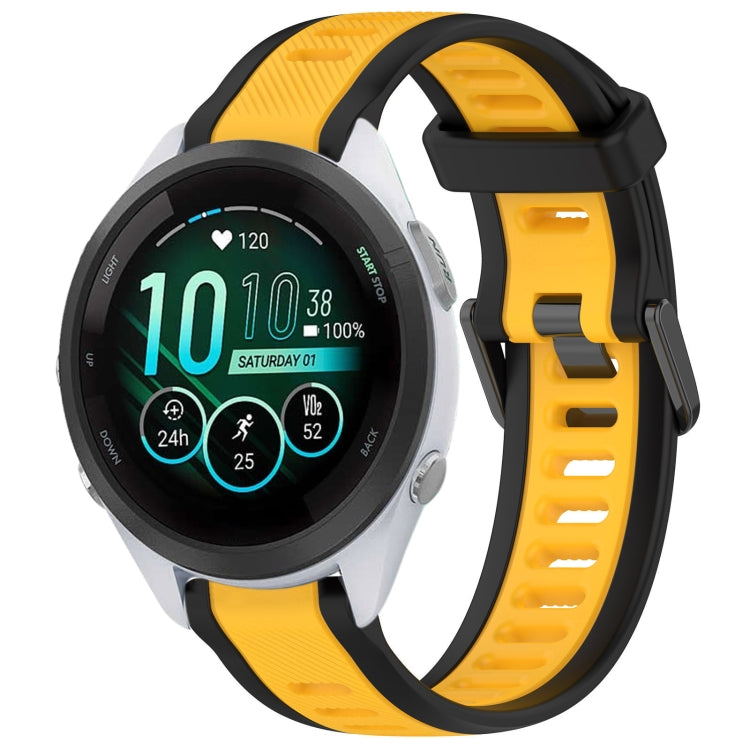 For Garmin Forerunner 265S Music 18mm Two Color Textured Silicone Watch Band(Yellow+Black) - Watch Bands by PMC TechLife | Online Shopping South Africa | PMC TechLife