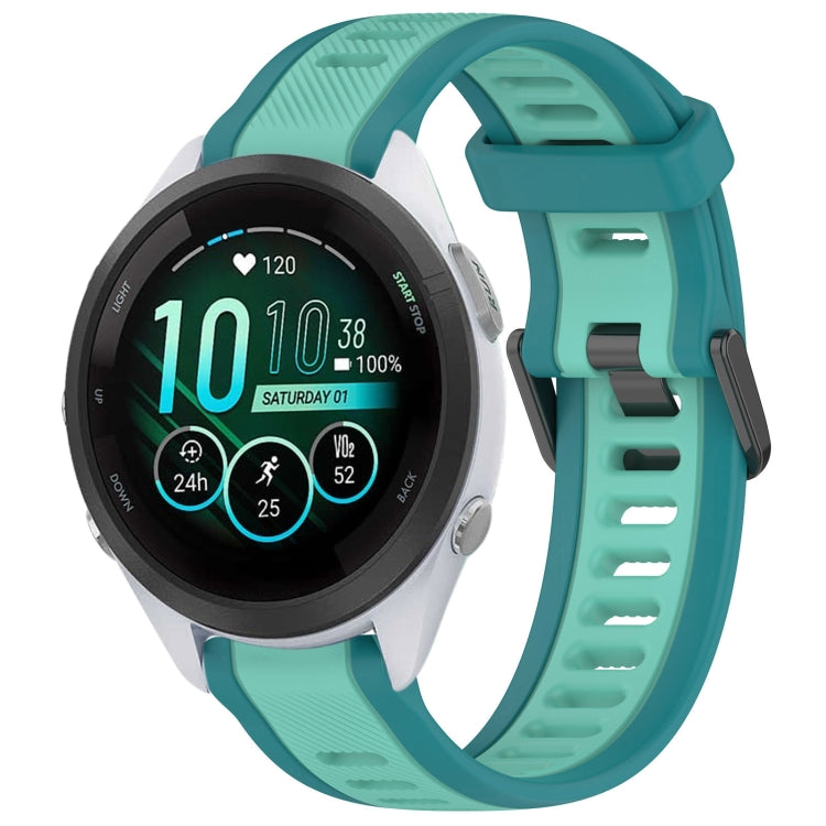 For Garmin Forerunner 265S Music 18mm Two Color Textured Silicone Watch Band(Teal) - Watch Bands by PMC TechLife | Online Shopping South Africa | PMC TechLife