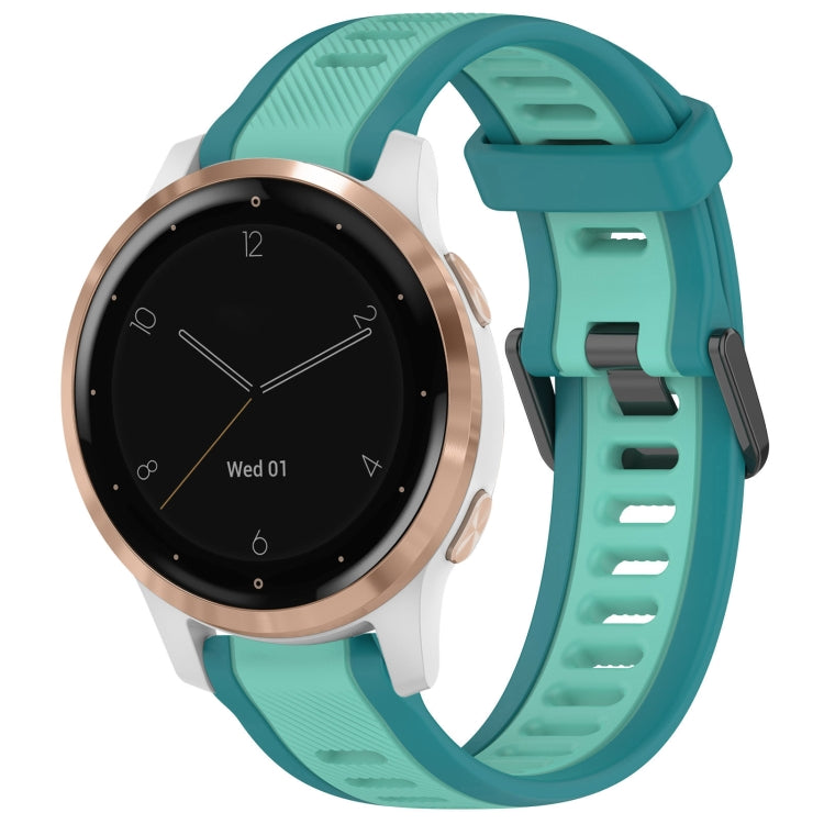 For Garmin Active S 18mm Two Color Textured Silicone Watch Band(Teal) - Watch Bands by PMC TechLife | Online Shopping South Africa | PMC TechLife