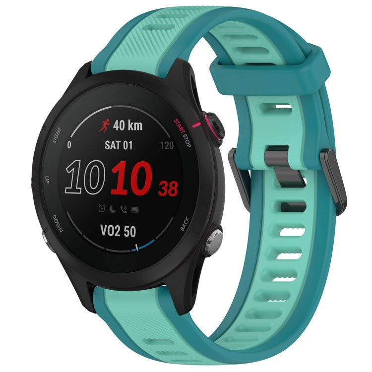 For Garmin Forerunner 255S Music 18mm Two Color Textured Silicone Watch Band(Teal) - Watch Bands by PMC TechLife | Online Shopping South Africa | PMC TechLife