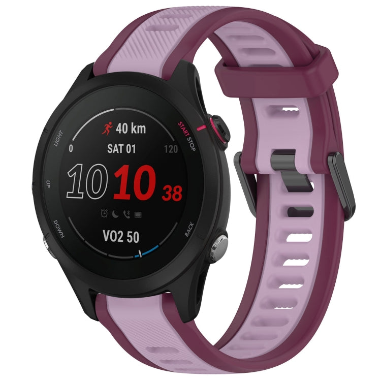 For Garmin Forerunner 255S Music 18mm Two Color Textured Silicone Watch Band(Purple) - Watch Bands by PMC TechLife | Online Shopping South Africa | PMC TechLife