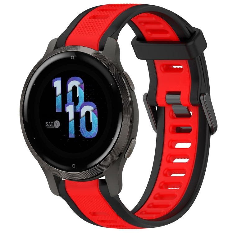 For Garmin Venu 2S 18mm Two Color Textured Silicone Watch Band(Red+Black) - Watch Bands by PMC TechLife | Online Shopping South Africa | PMC TechLife