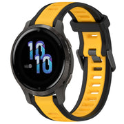 For Garmin Venu 2S 18mm Two Color Textured Silicone Watch Band(Yellow+Black)