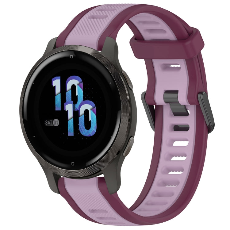 For Garmin Venu 2S 18mm Two Color Textured Silicone Watch Band(Purple) - Watch Bands by PMC TechLife | Online Shopping South Africa | PMC TechLife