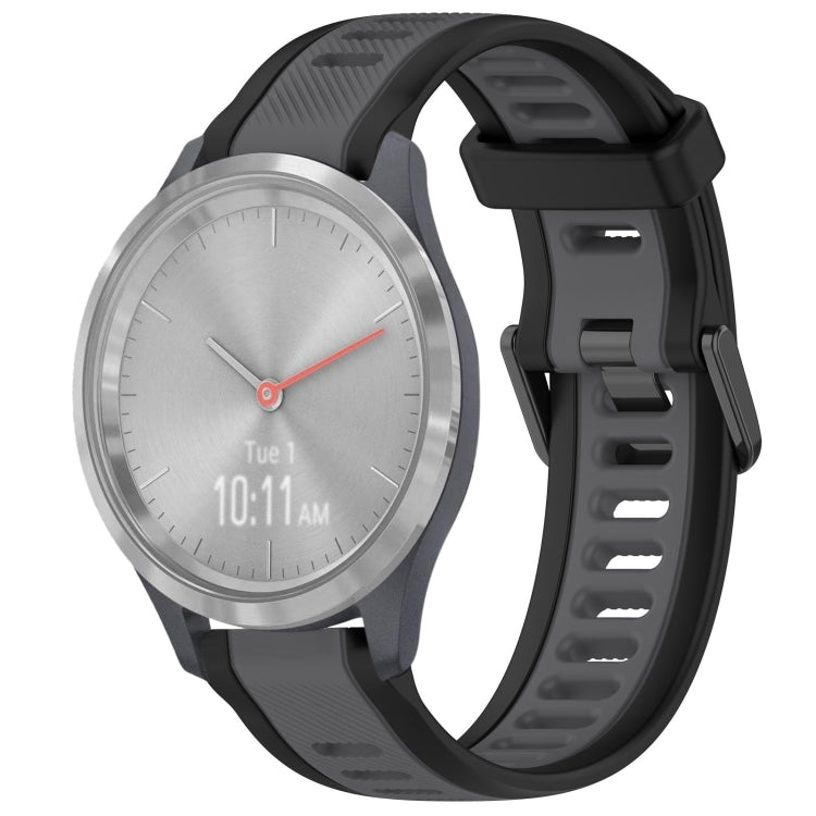 For Garmin Vivomove 3S 18mm Two Color Textured Silicone Watch Band(Grey+Black) - Watch Bands by PMC TechLife | Online Shopping South Africa | PMC TechLife | Buy Now Pay Later Mobicred