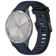 For Garmin Vivomove 3S 18mm Two Color Textured Silicone Watch Band(Midnight Blue+Black)