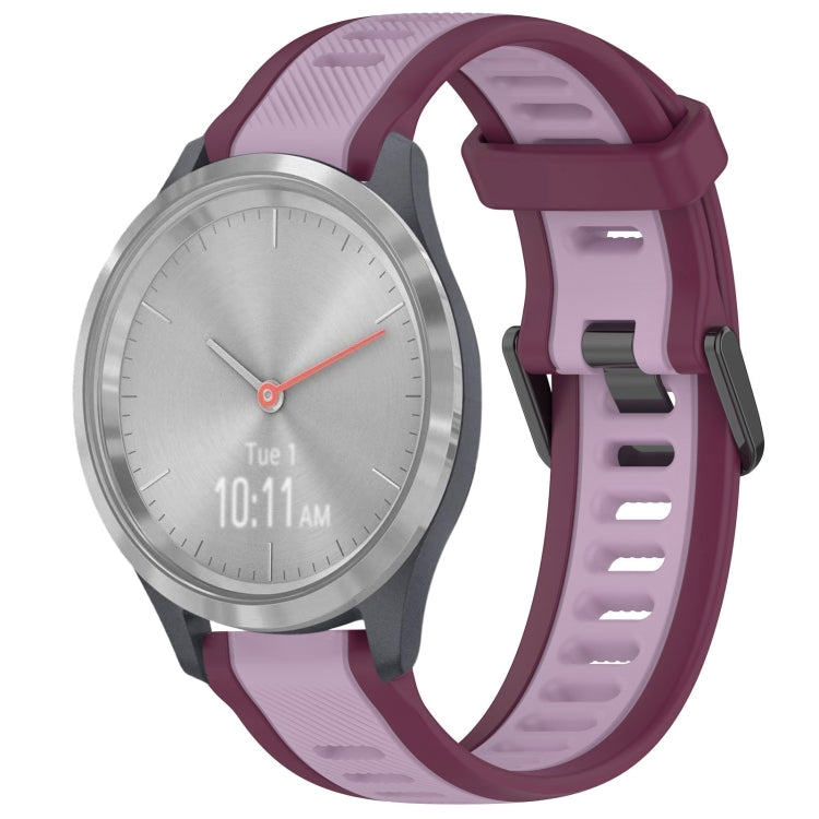For Garmin Vivomove 3S 18mm Two Color Textured Silicone Watch Band(Purple) - Watch Bands by PMC TechLife | Online Shopping South Africa | PMC TechLife