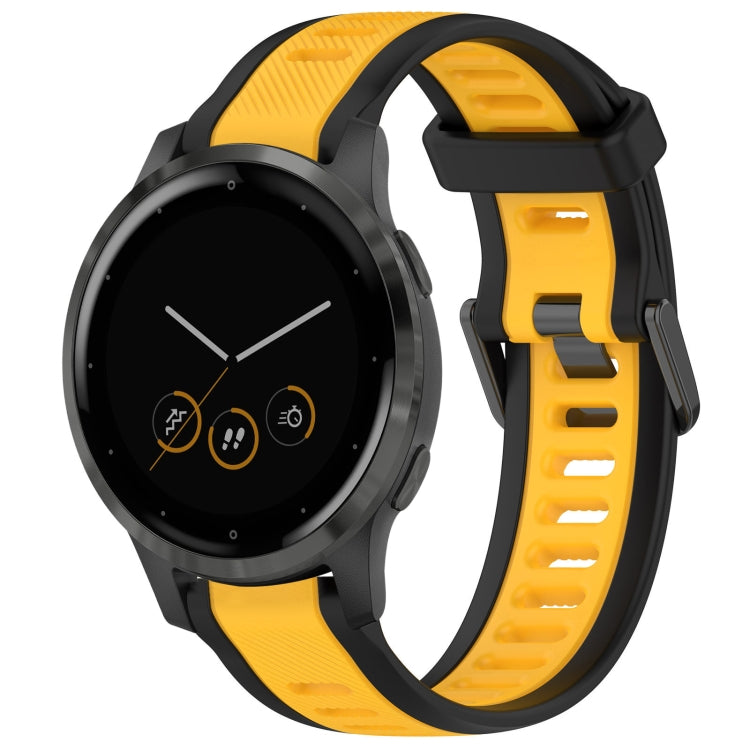 For Garmin Vivoactive 4S 18mm Two Color Textured Silicone Watch Band(Yellow+Black) - free shipping - PMC TechLife - Order now!