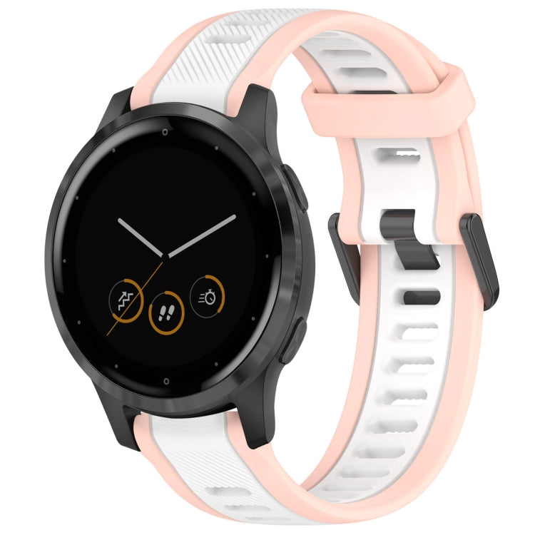 For Garmin Vivoactive 4S 18mm Two Color Textured Silicone Watch Band(White+Pink) - Watch Bands by PMC TechLife | Online Shopping South Africa | PMC TechLife