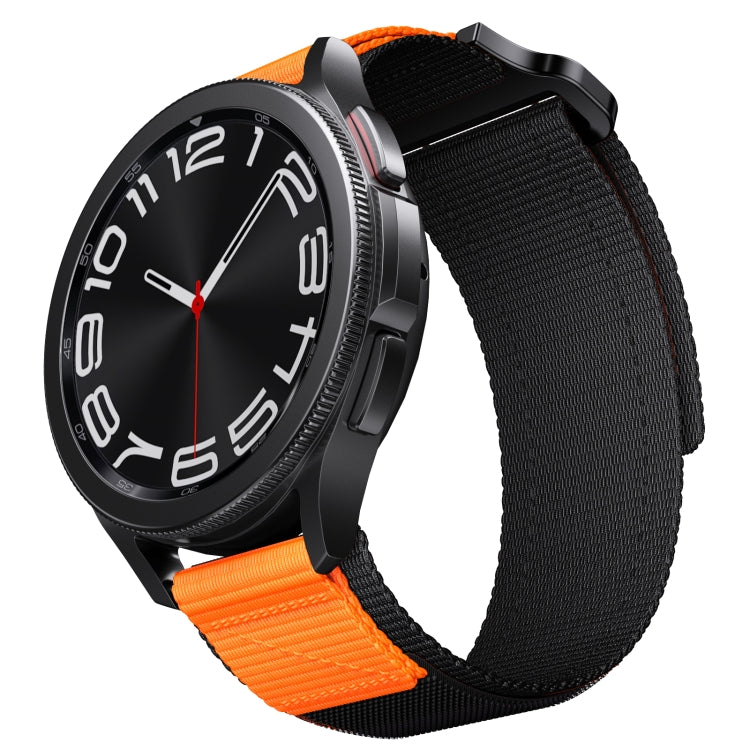 20mm Two Color Nylon Canvas Hook And Loop Fastener Watch Band(Black+Orange) - 20mm Bands by PMC TechLife | Online Shopping South Africa | PMC TechLife