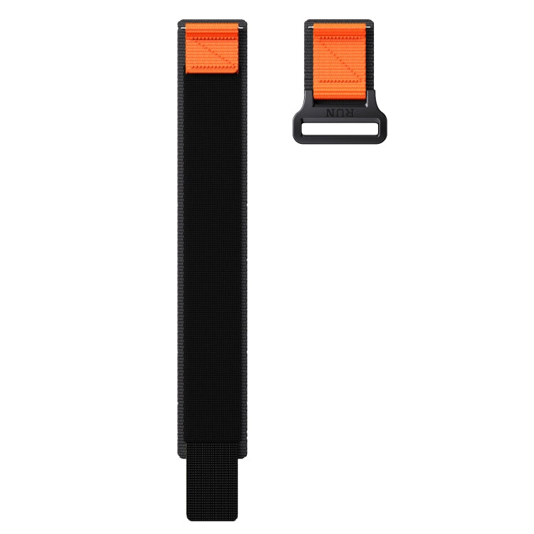 20mm Two Color Nylon Canvas Hook And Loop Fastener Watch Band(Black+Orange)