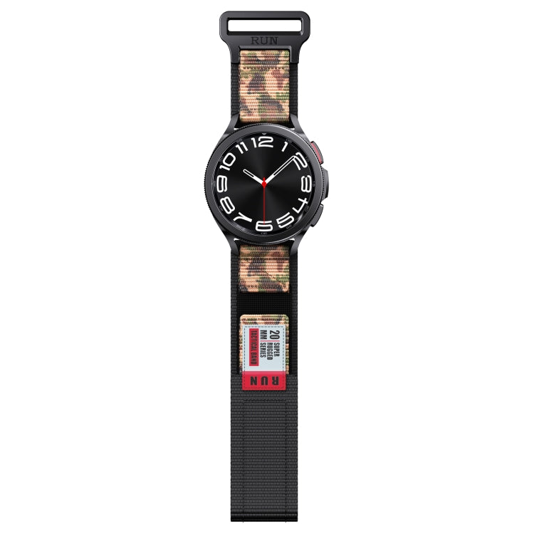 22mm Two Color Nylon Canvas Hook And Loop Fastener Watch Band(Black+Camouflage)