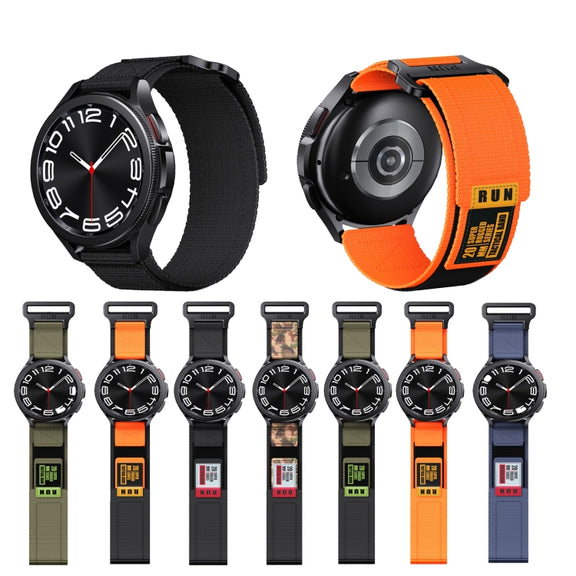 22mm Two Color Nylon Canvas Hook And Loop Fastener Watch Band(Orange+Black)