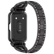For Samsung Galaxy Fit 3 X Shaped Dual Row Diamond Metal Frame Watch Band(Black)