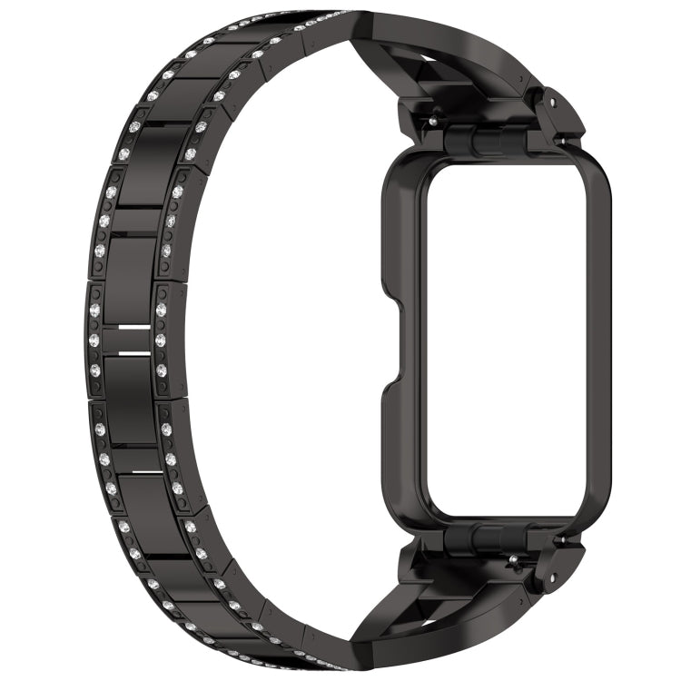 For Samsung Galaxy Fit 3 X Shaped Dual Row Diamond Metal Frame Watch Band(Black) - Watch Bands by PMC TechLife | Online Shopping South Africa | PMC TechLife