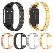 For Samsung Galaxy Fit 3 X Shaped Dual Row Diamond Metal Frame Watch Band(Rose Gold)