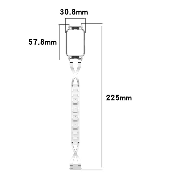 For Samsung Galaxy Fit 3 X Shaped Dual Row Diamond Metal Frame Watch Band(Gold)
