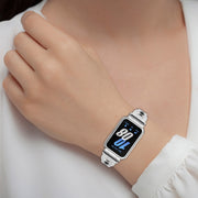 For Samsung Galaxy Fit 3 X Shaped Dual Row Diamond Metal Frame Watch Band(Black)