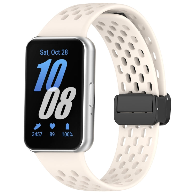 For Samsung Galaxy Fit 3 Hole Style Magnetic Folding Buckle Silicone Watch Band(Starlight) - Watch Bands by PMC TechLife | Online Shopping South Africa | PMC TechLife