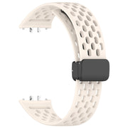 For Samsung Galaxy Fit 3 Hole Style Magnetic Folding Buckle Silicone Watch Band(Starlight)