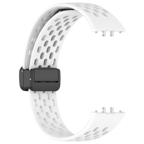 For Samsung Galaxy Fit 3 Hole Style Magnetic Folding Buckle Silicone Watch Band(White)