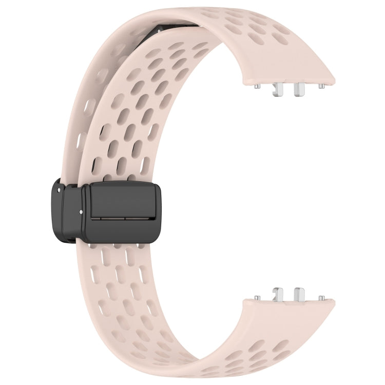 For Samsung Galaxy Fit 3 Hole Style Magnetic Folding Buckle Silicone Watch Band(Pink) - Watch Bands by PMC TechLife | Online Shopping South Africa | PMC TechLife