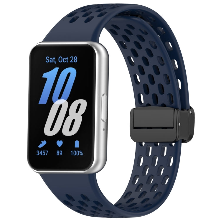For Samsung Galaxy Fit 3 Hole Style Magnetic Folding Buckle Silicone Watch Band(Midnight Blue) - Watch Bands by PMC TechLife | Online Shopping South Africa | PMC TechLife