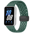 For Samsung Galaxy Fit 3 Hole Style Magnetic Folding Buckle Silicone Watch Band(Dark Green) - Watch Bands by PMC TechLife | Online Shopping South Africa | PMC TechLife