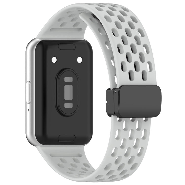 For Samsung Galaxy Fit 3 Hole Style Magnetic Folding Buckle Silicone Watch Band(Light Gray) - Watch Bands by PMC TechLife | Online Shopping South Africa | PMC TechLife