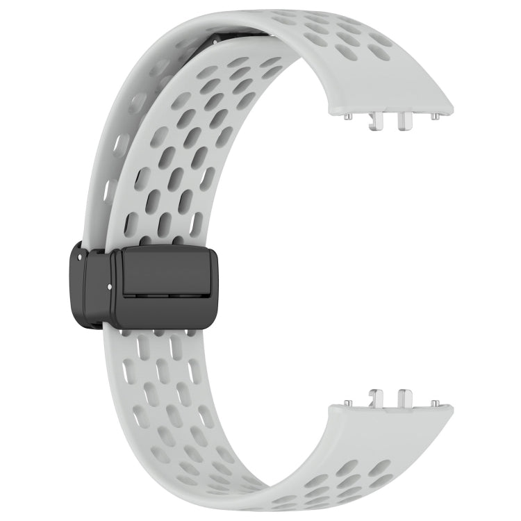 For Samsung Galaxy Fit 3 Hole Style Magnetic Folding Buckle Silicone Watch Band(Light Gray) - Watch Bands by PMC TechLife | Online Shopping South Africa | PMC TechLife