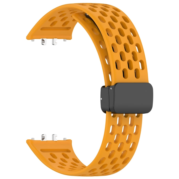 For Samsung Galaxy Fit 3 Hole Style Magnetic Folding Buckle Silicone Watch Band(Yellow) - free shipping - PMC TechLife - Order now!
