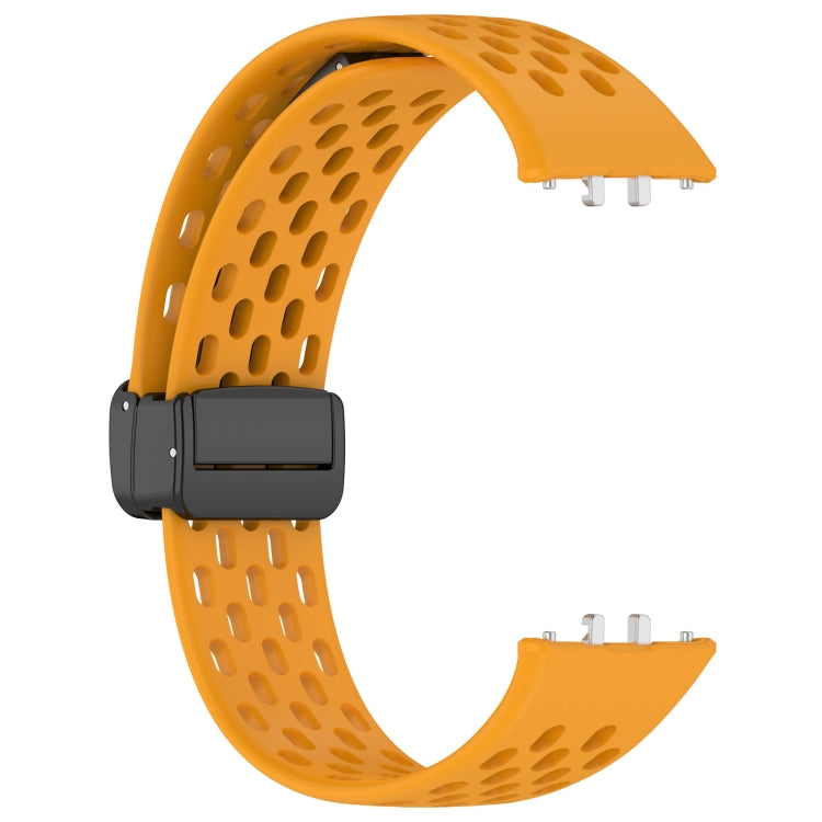 For Samsung Galaxy Fit 3 Hole Style Magnetic Folding Buckle Silicone Watch Band(Yellow) - free shipping - PMC TechLife - Order now!