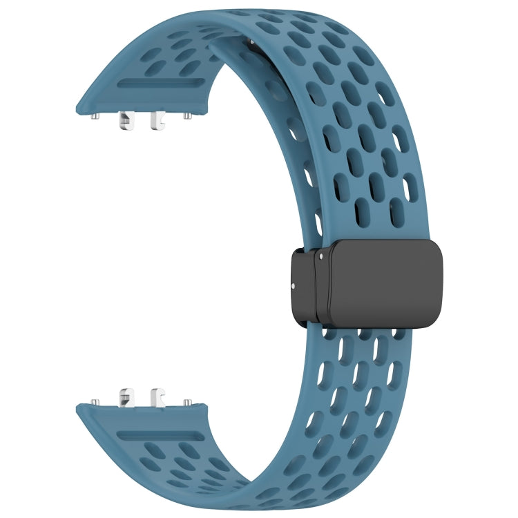 For Samsung Galaxy Fit 3 Hole Style Magnetic Folding Buckle Silicone Watch Band(Blue) - Watch Bands by PMC TechLife | Online Shopping South Africa | PMC TechLife