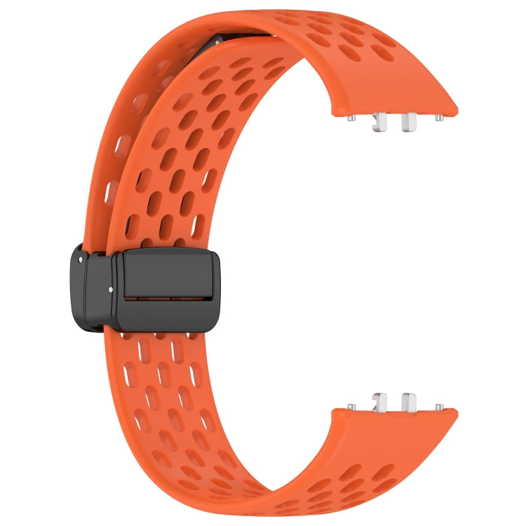 For Samsung Galaxy Fit 3 Hole Style Magnetic Folding Buckle Silicone Watch Band(Orange) - Watch Bands by PMC TechLife | Online Shopping South Africa | PMC TechLife