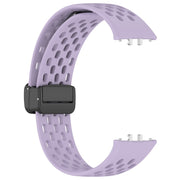 For Samsung Galaxy Fit 3 Hole Style Magnetic Folding Buckle Silicone Watch Band(Purple)