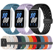 For Samsung Galaxy Fit 3 Hole Style Magnetic Folding Buckle Silicone Watch Band(Pink)