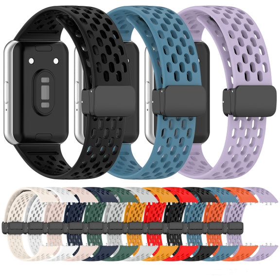 For Samsung Galaxy Fit 3 Hole Style Magnetic Folding Buckle Silicone Watch Band(Starlight)