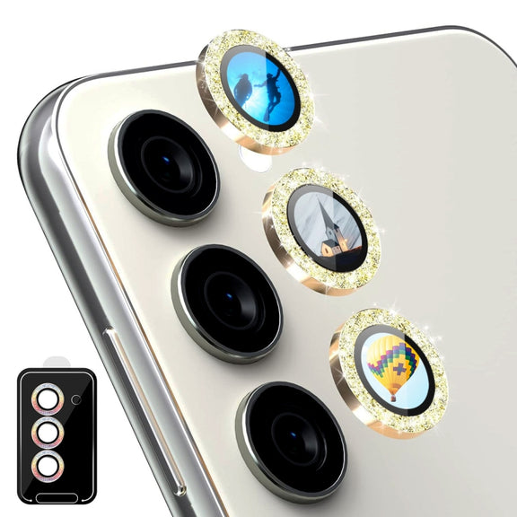 For Samsung Galaxy S24+ 5G ENKAY Hat-Prince AR 9H Rear Lens Glitter Aluminium Alloy Tempered Glass Film(Golden)